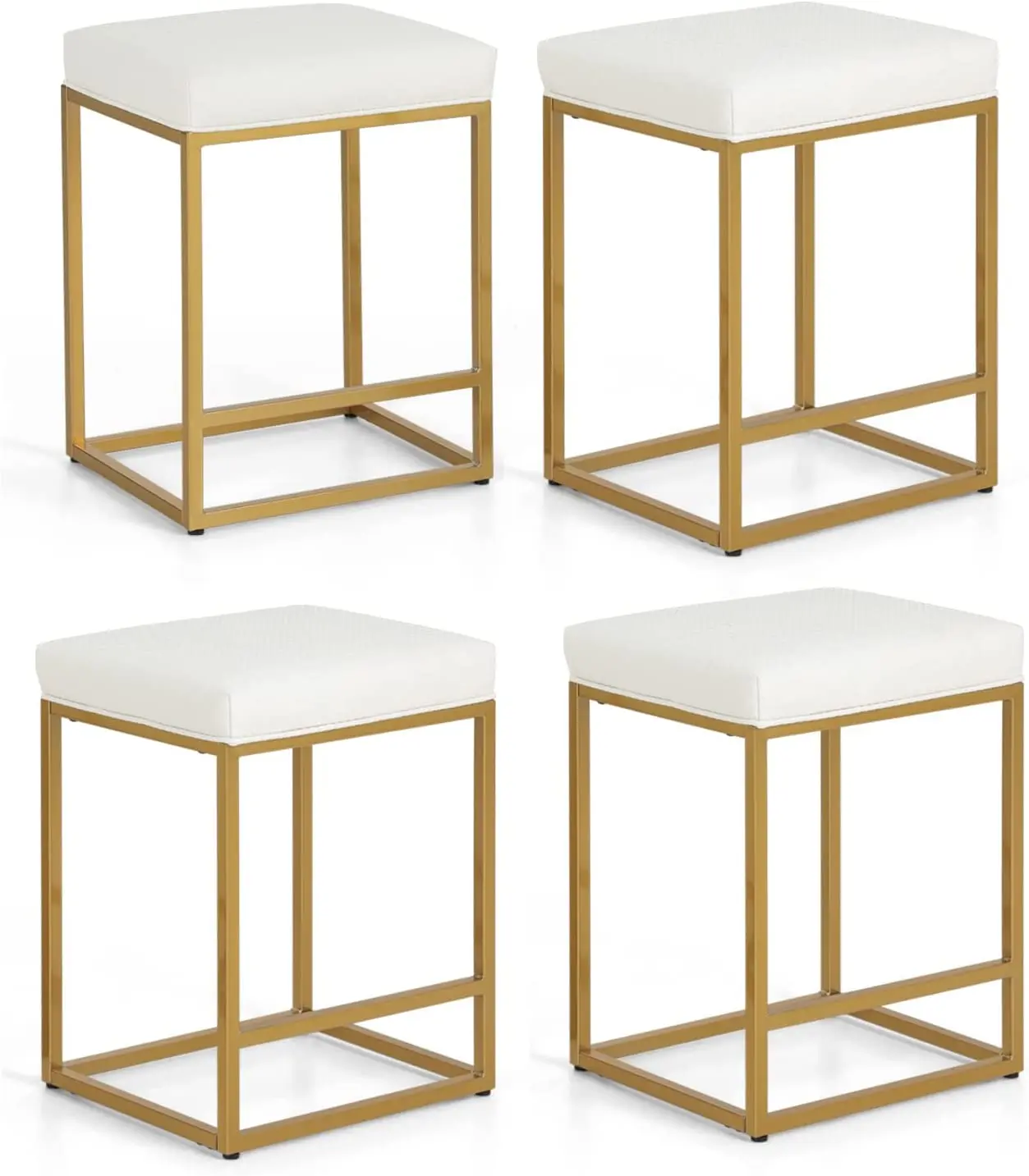 New Fashion Comfortable White Leather Bar Stools For Kitchen Island Modern Minimalist Bar Stools