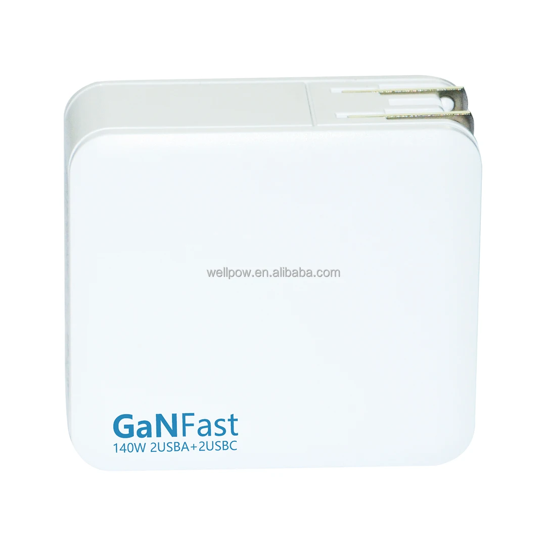 140W USB-C Wall Charger GaN tech PD power adapter with Dual USB C USB A for Macbook pro 16 inch laptops Ipad iphone tablets