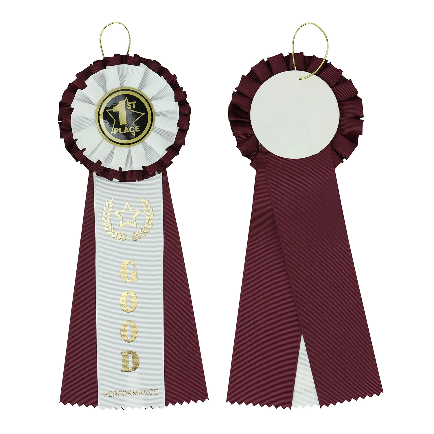 MIDI Custom Design  Gold Foil Assorted Colors Saddle Up Recognition Round Rosette Ribbons Awards for Sport Competition
