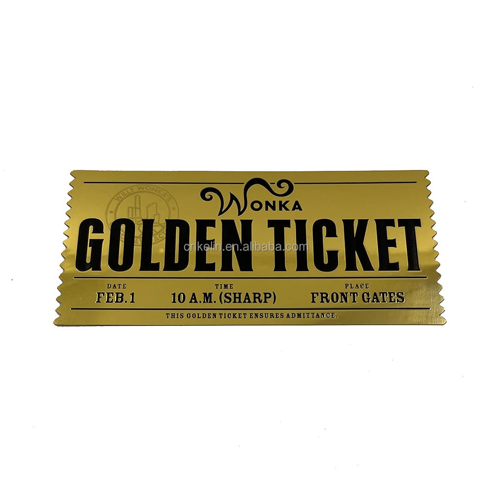 Custom Print Plastic Gold Foil Plated Lottery Card Charlie And The Chocolate Factory Golden Card Willy Wonkawilly Wonka Ticket