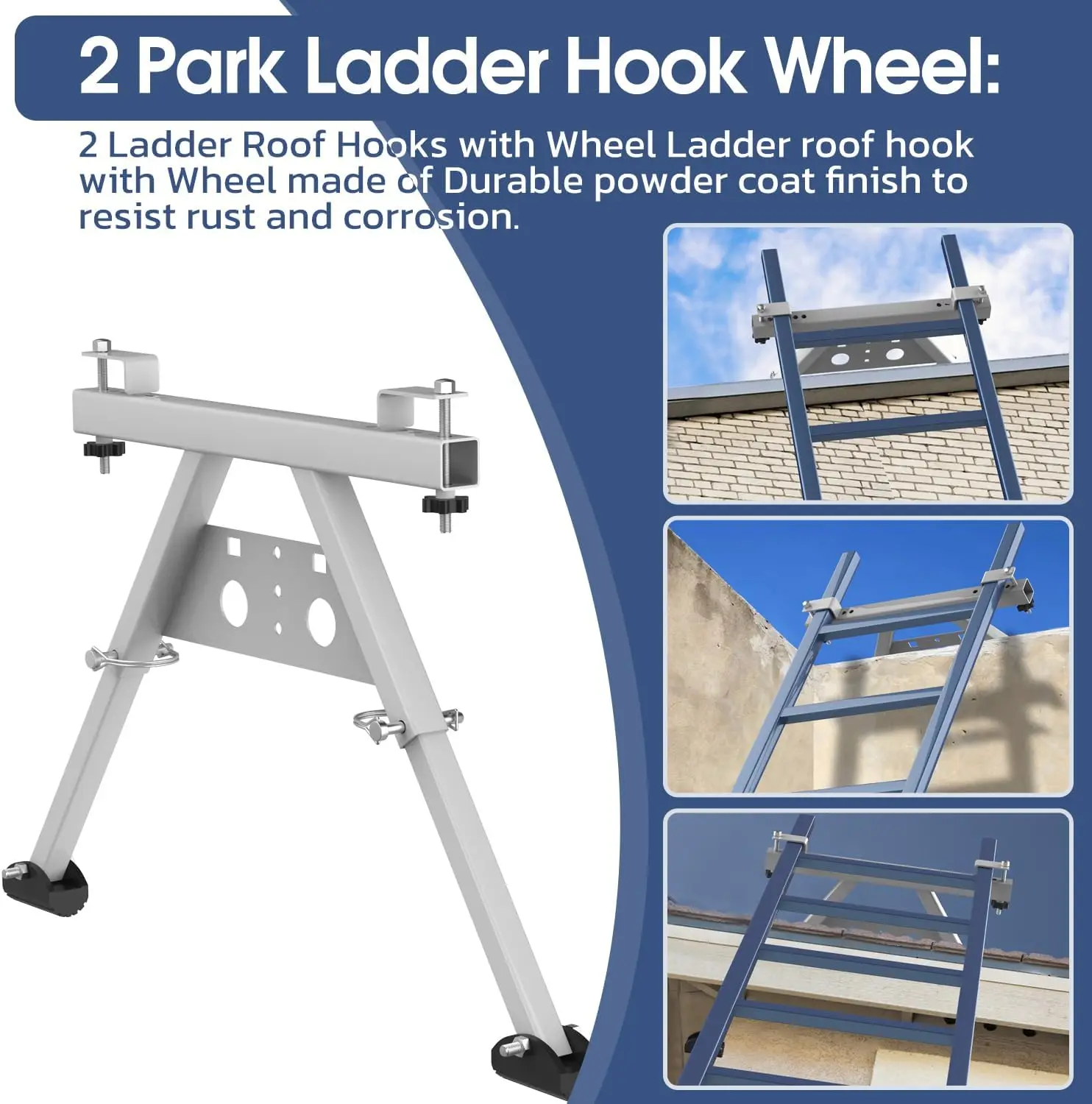 JH-Mech Adjustable Length Ladder Standoff for Roof with Anti-slip Rubber Pad Heavy Duty Extension Ladder Stabilizer