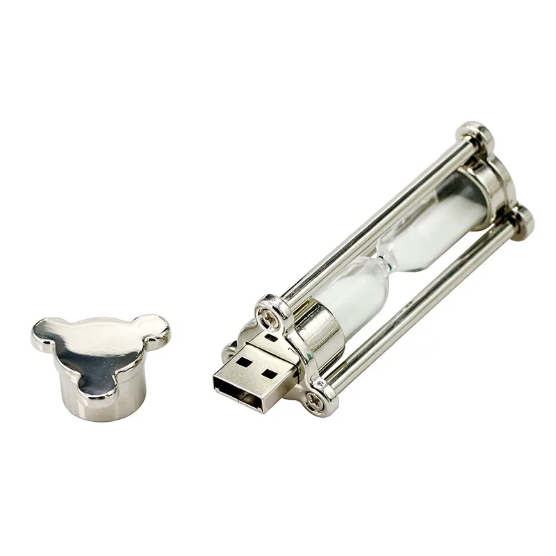 Crystal metal sand clock usb flash drive 2.0 8gb 16gb memory stick 32gb 64gb sand glass usb flash drives bulk cheap