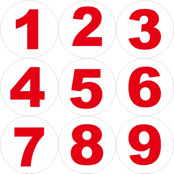 High quality Waterproof PVC  number sticker decal 1-72