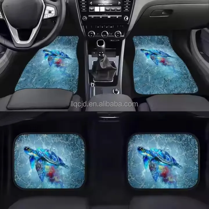 4PCS Luxury Full Set Custom Car Floor Mats Universal Shining Roses & Fire Pattern Print on Leather & Rubber for Toyota BMW Audi