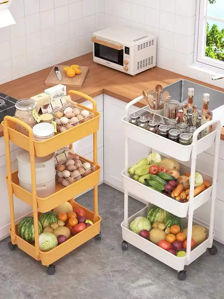 2022 Hot sale super cheap Practical 3 Layers Metal  Household Bathroom Kitchen Trolley with Wheel