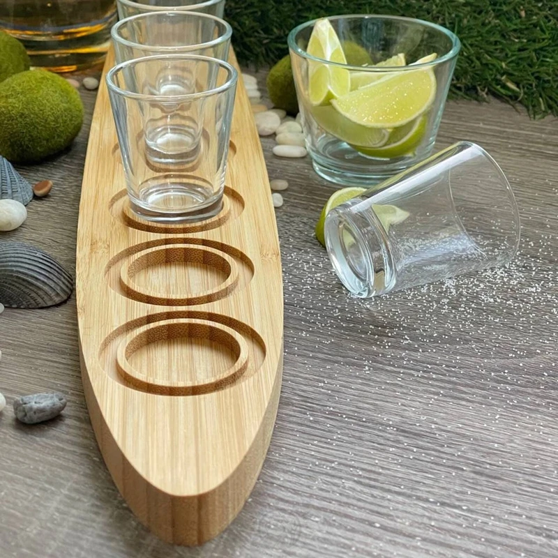 bar beer wine liquor sampler display handmade wooden tequila shots glass tasting holder serving flight trays board with salt rim
