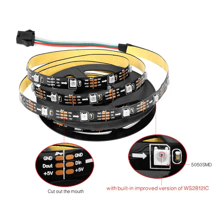DC 5V USB WS2811/2812B / SK6812 30 / 48 / 60 Pixel Magic Digital Dream Color RGB Addressable Led Light Strip