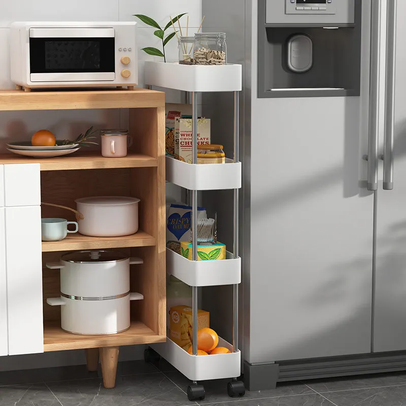 Removable frame multi layers of bathroom storage frame refrigerator kitchen gap storage rack manufacturers direct sales