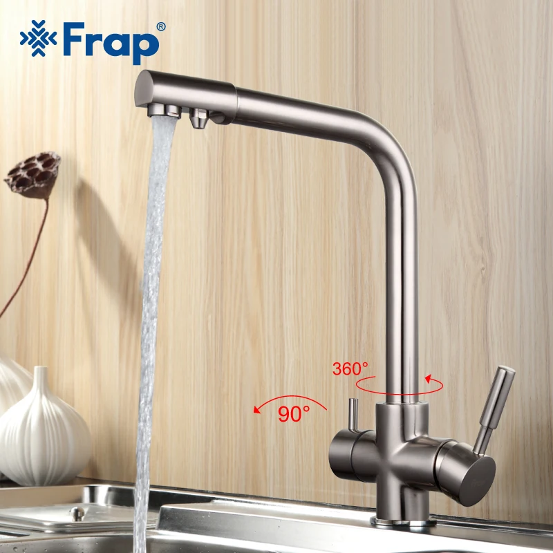 
China Modern Dual Handle Brass Kitchen Sink Water Faucets 