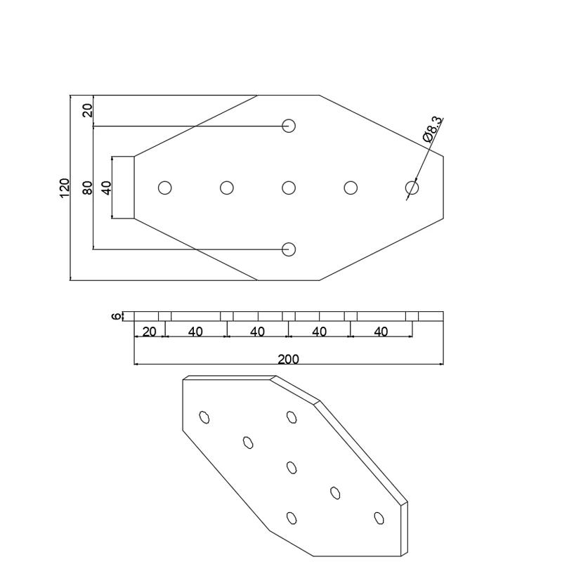 6087 7 Hole Cross Joining Plate 40mm Wall Shelf Bracket 40 Machine Connector Series for Aluminum