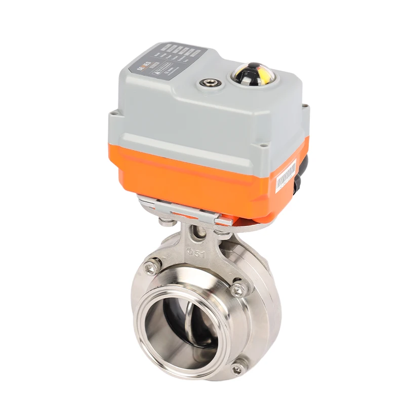 Failsafe to Close Stainless Steel Sanitary Tri Clamp RS485 Valve Electric Butterfly Valve Motorized Butterfly Valve