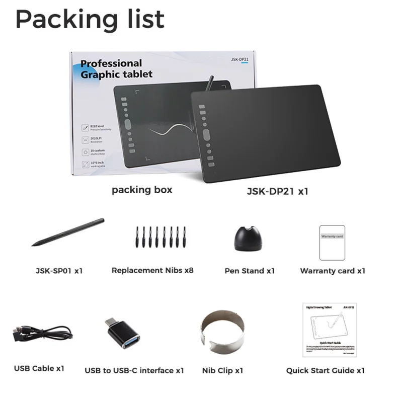 Jsk 8192 Level Digital Tablet Professional Drawing Tablet Lcd Display Digital Graphic Drawing Tablet With Battery-Free Stylus