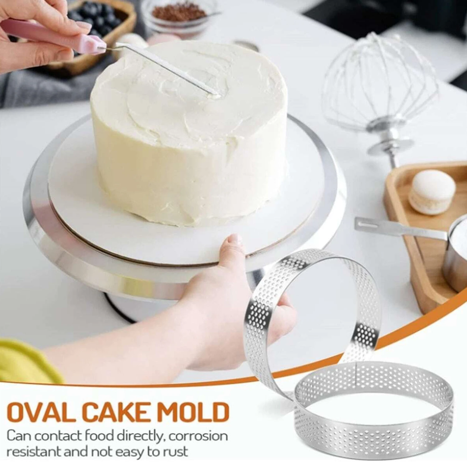 Stainless Steel Round Perforated Mousse Ring Mold With Hole Cake Ring French Mousse Cheesecake Tart Ring For Fruit Tarte Crust