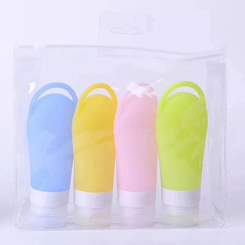 Portable Refillable Silicone Travel Size Bottles Cosmetic Shower Squeeze Bottle Key Chain Kits For Lotion Shampoo Bath Container
