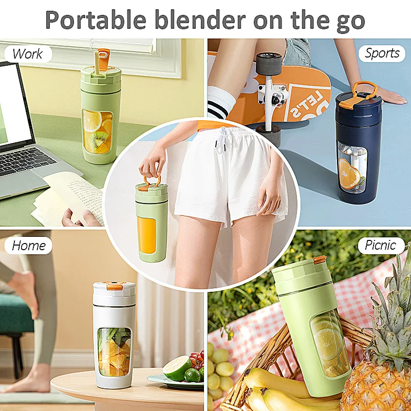 New Electric Juice bottle 4-Leaf Blade 600ML Fruit and Vegetable Blender Juicer for Food Grade Material Household