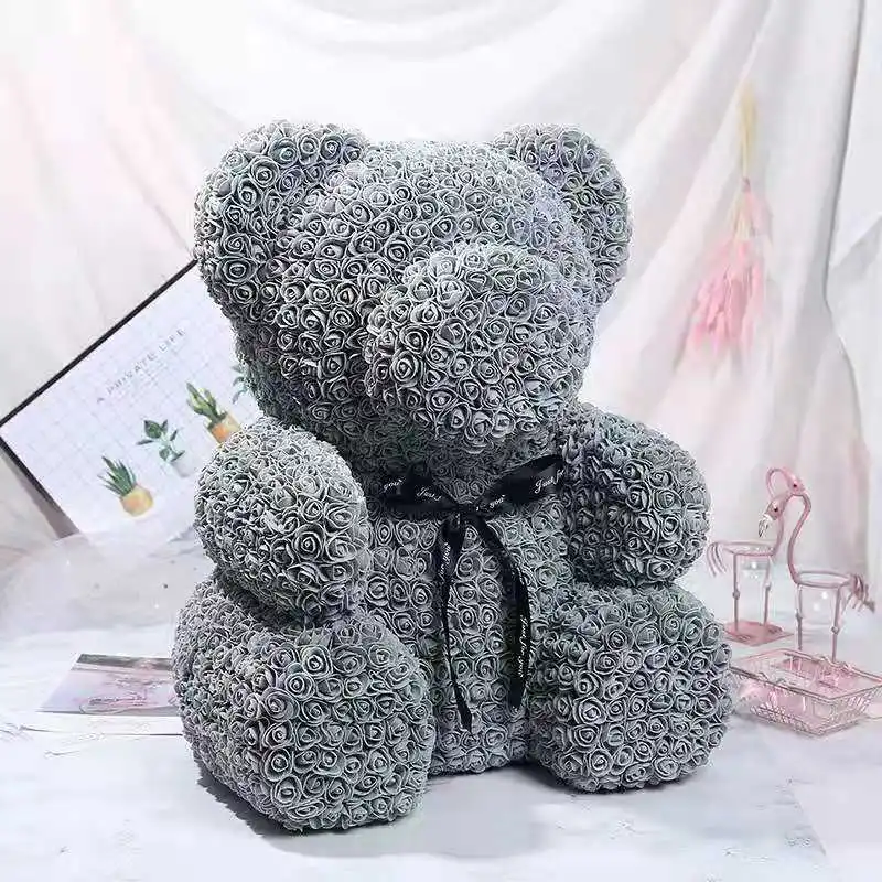 Luxury rose bear gift Artificial  70cm Foam flower Bear with Gift Box