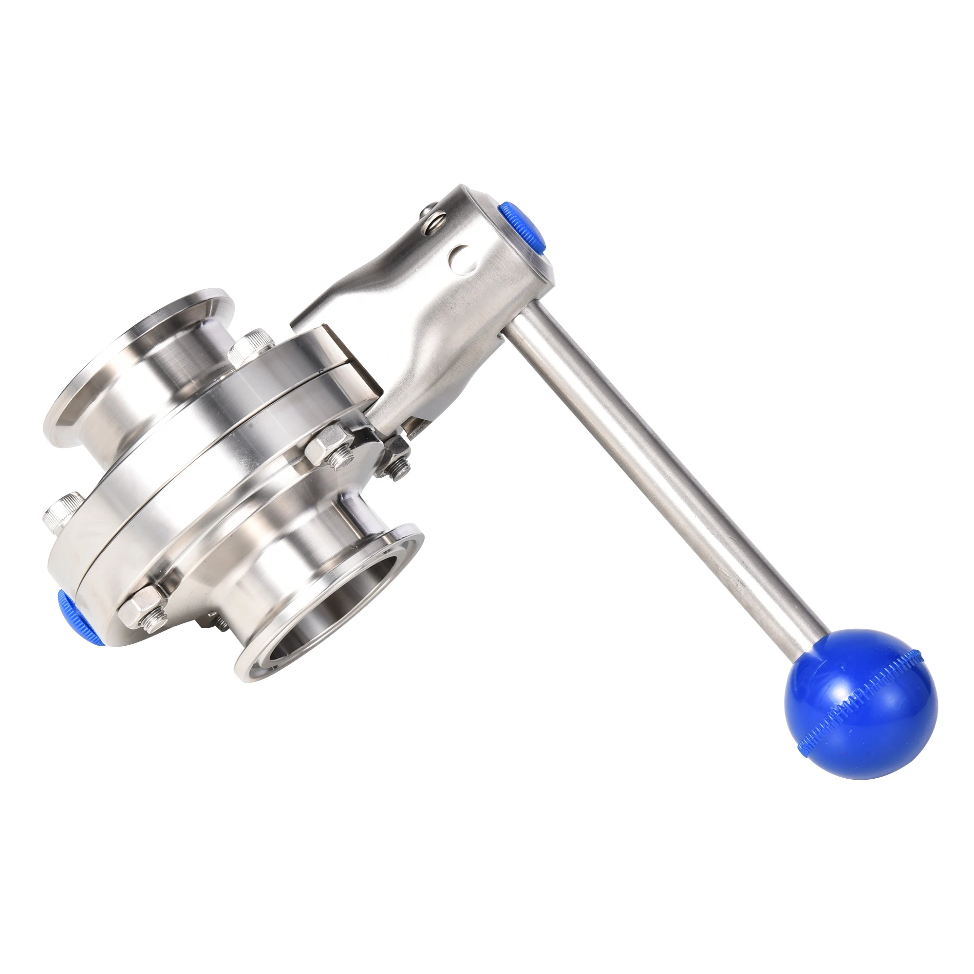 Food Grade Stainless Steel SS304 SS316L Manual Tri Clamp Butterfly Valve With Pull Handle