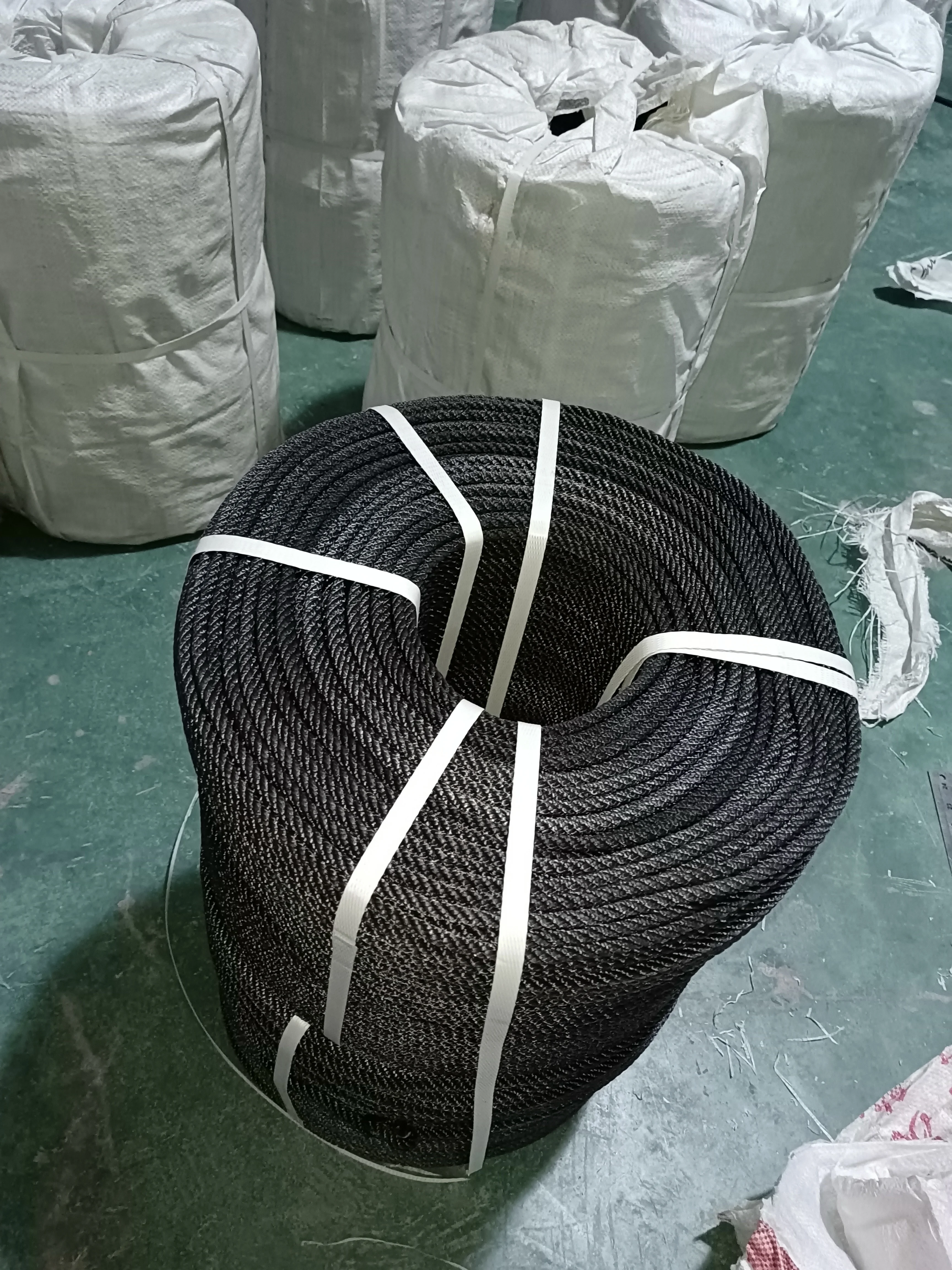 4mm 6.5mm 7mm black tarred heavy  kuralon sinking  rope for longline fishing