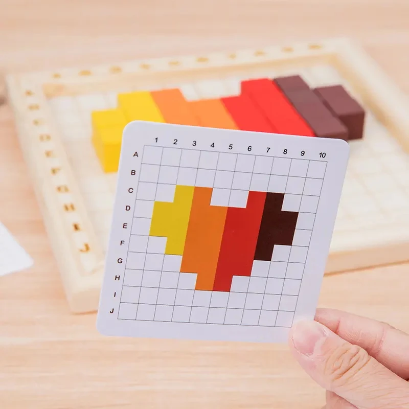 Wooden early education cognition children learning teaching aids educational toys puzzle jigsaw puzzle color cubes