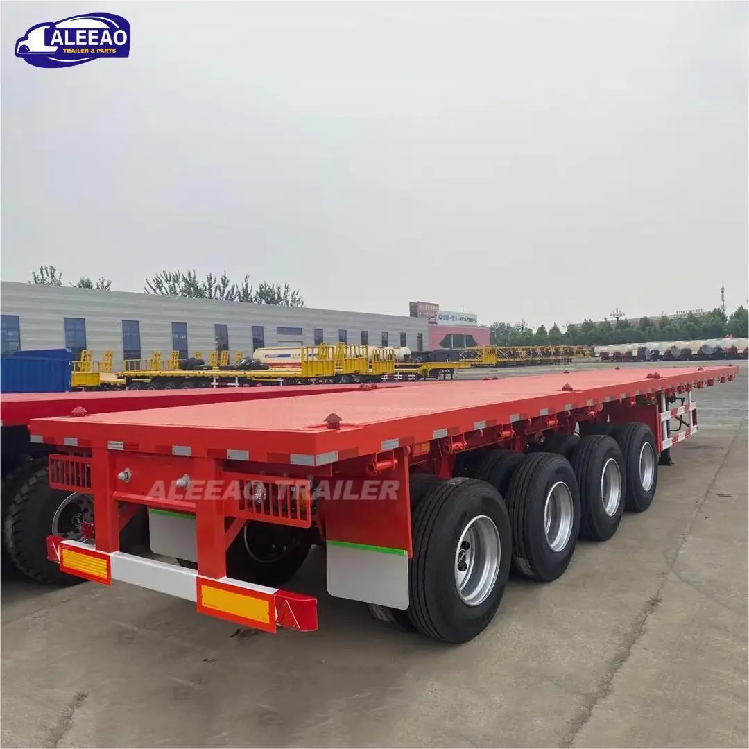 ALEEAO Liangshan Flatbed Truck Semi Trailer 40ft  4 Axles 80 Ton 40 ft For Sale With Twist lock container flatbed transport