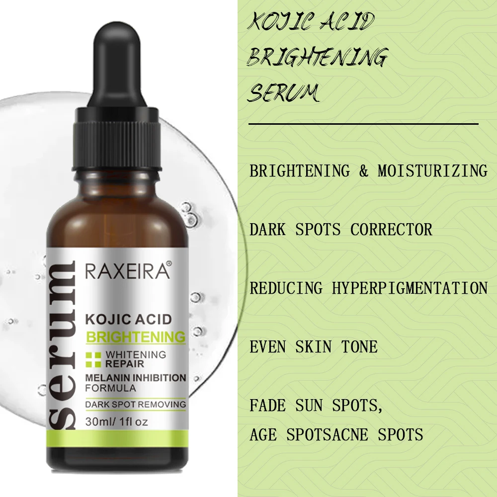Private Label Vitamin C Kojic Acid Dark Spot Serum Moisturizing Brightening Whitening Kojic Acid Skin Care Face Serum