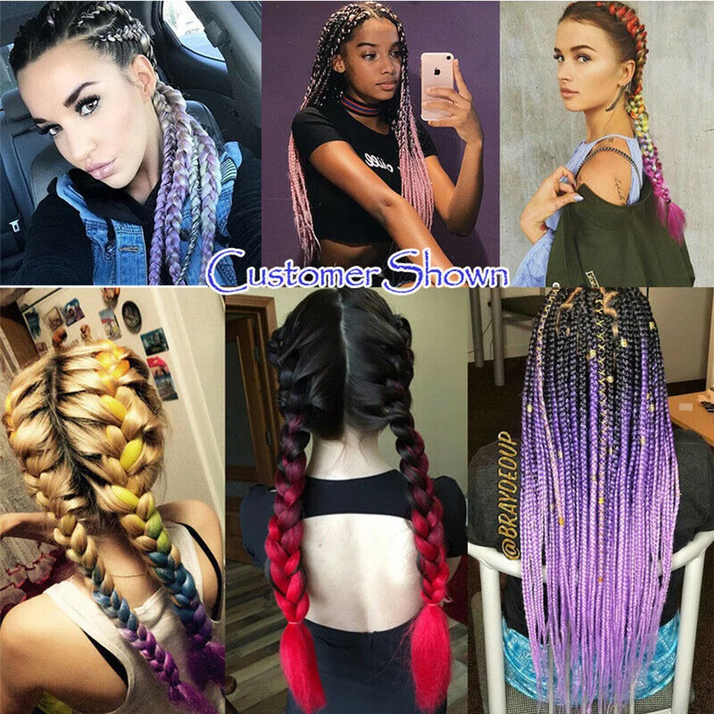  Ombre Jumbo Braiding Hair Extensions 41Inch Synthetic Braids for Crochet Box Twist Mixed