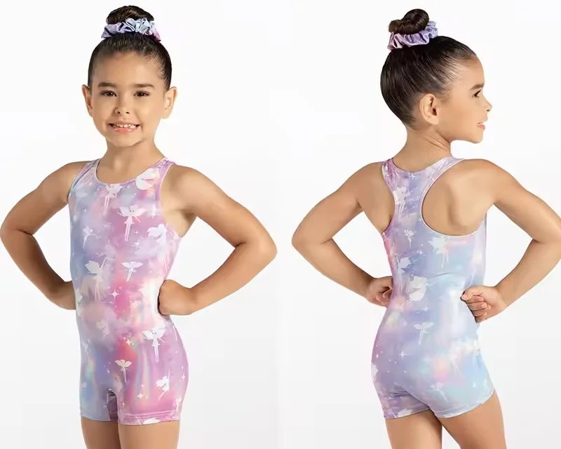 Spandex Ballet Leotard 3D Printed Girls Dance Unitard Biketard Gymnastics Clothes Sleeveless Performance Wear