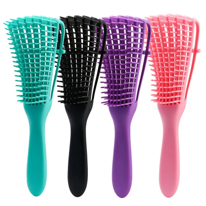 Wholesale Plastic Octopus Eight Rows Black Hair Detangler Brush For Woman Curly Custom Logo Vent Detangling Hair Brushes