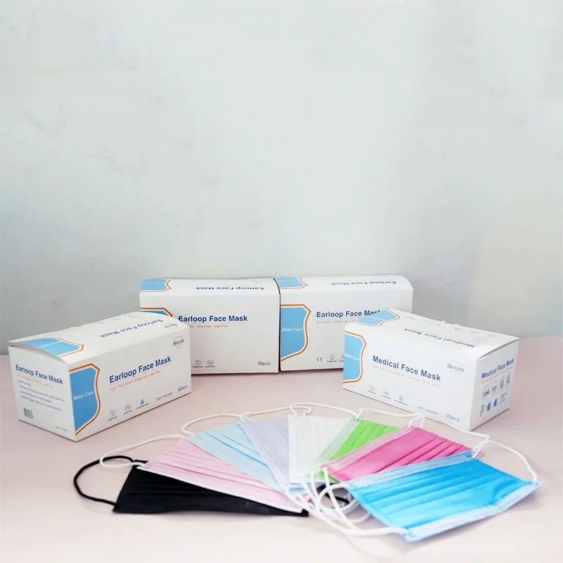 Wholesale Disposable 3 Ply Non-woven Fabric Facemasks  ASTM F2100 Level 2 Earloop Facemask Surgical Medical Face Mask