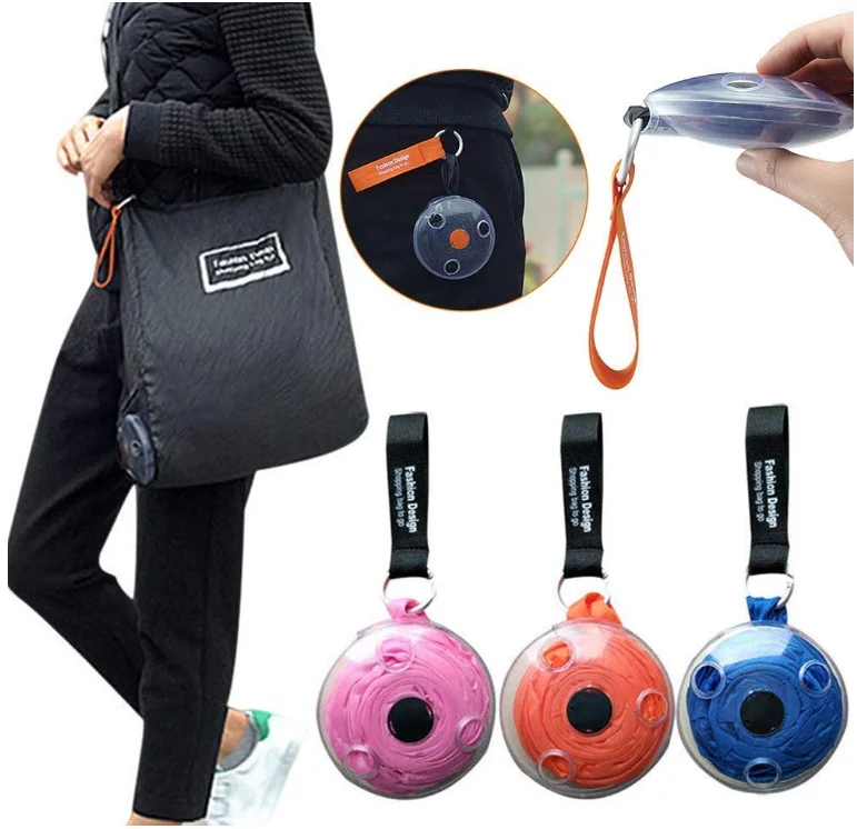 
Reusable Shopping Bags,Portable Tote Pouch Clips Reusable Folding Eco Shopper Shopping Shoulder Bag, Lightweight, Space-saving 