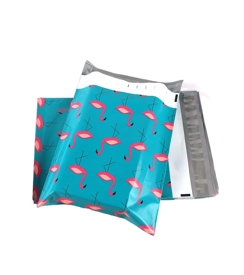 Spot global hot sale Flamingo Courier Bag ,Custom size printed cartoon shipping  packing bag