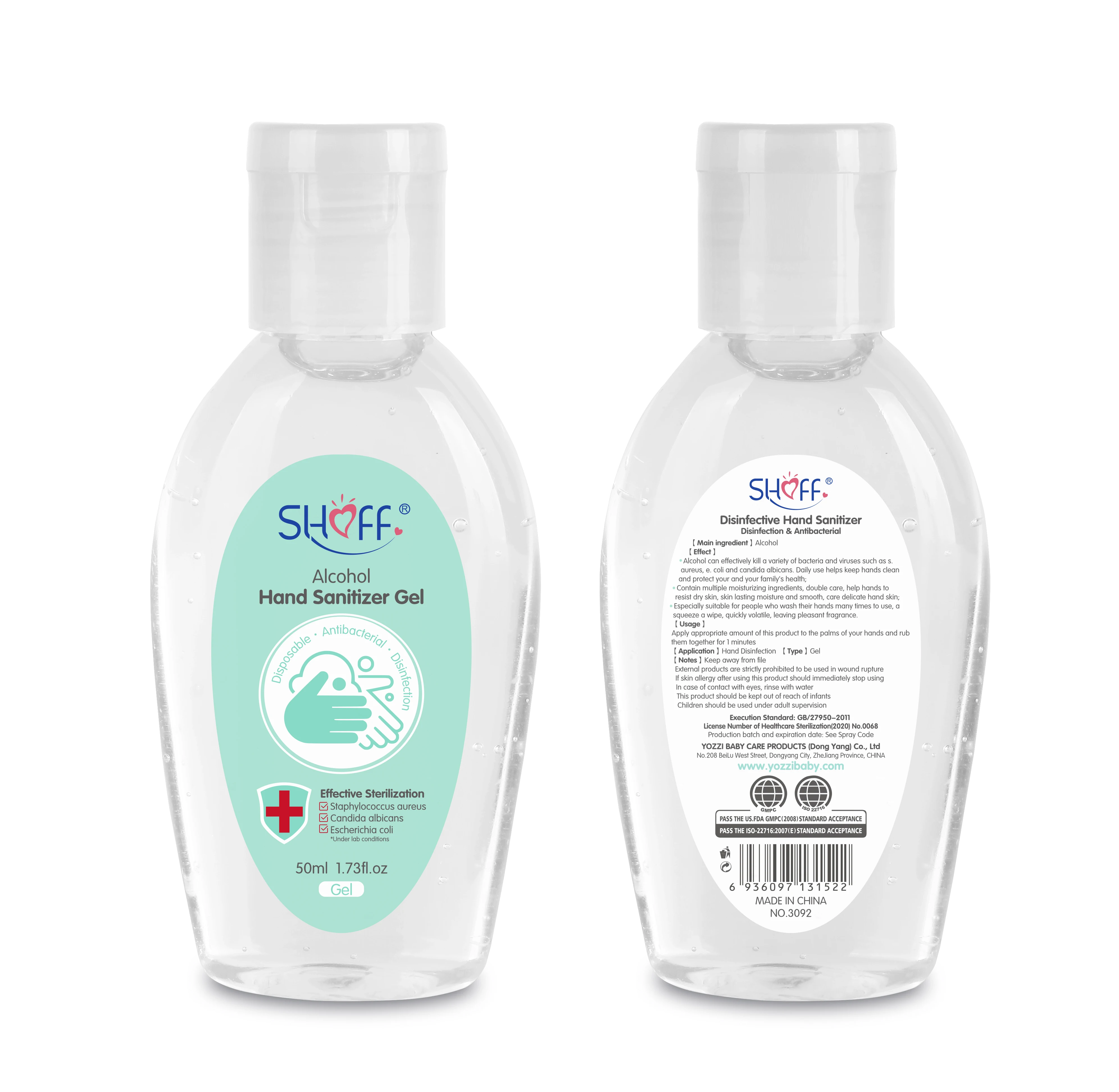 50ml 100ml 236ml  lcohol gel hand sanitizer free water,