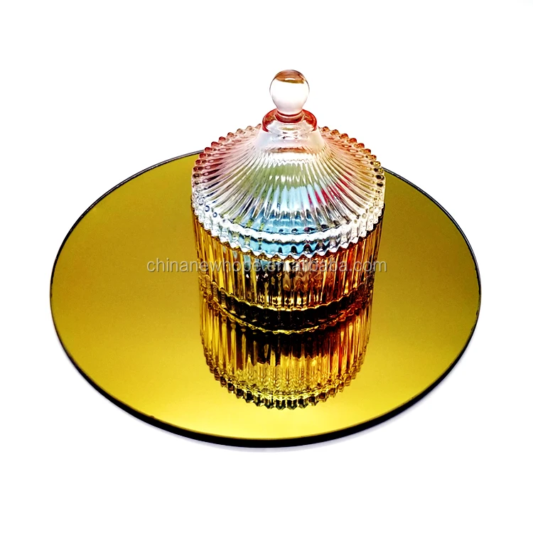 Round mirror trays Circle Mirror Candle Plates Baby Shower Party Mirror Tiles for wedding centerpieces Christmas Decorations