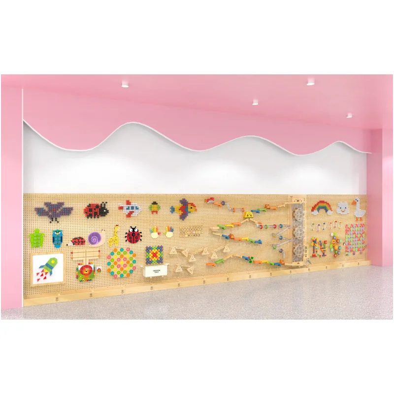 New Arrival Learning Activity Busy Board Wooden Running Ball Games Wooden Wall Mounted Stem Toys for Children