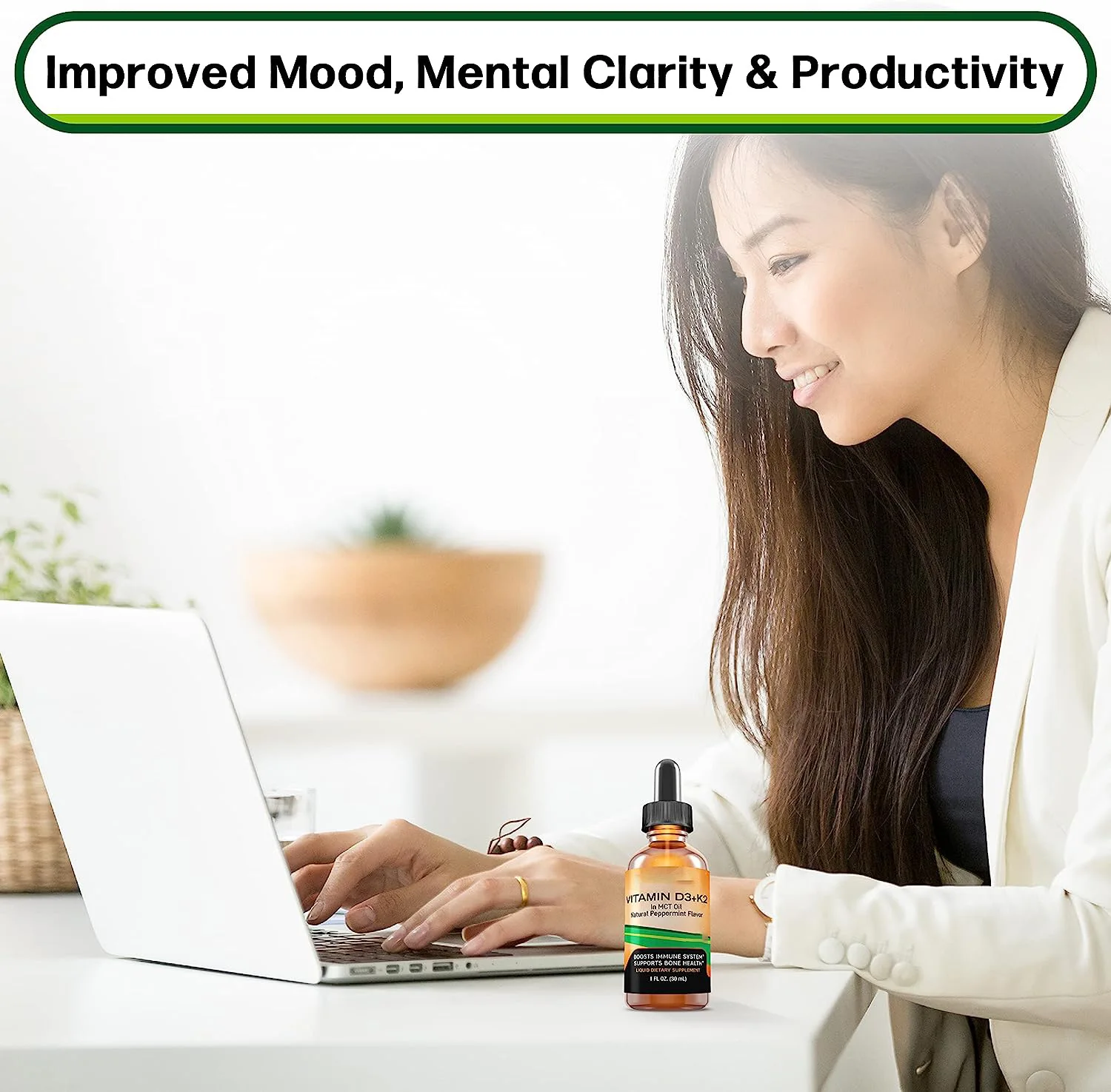 OEM Private Label Vegan Oral Liquid Supplements for Immune Support Zinc Calcium Iron Vitamin D3 K2 Drops in Bottle GMP Certified