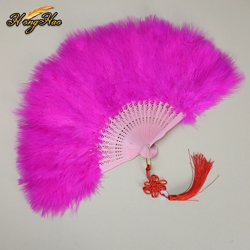 Fashion Yellow Turkey Feather Fan for Women Costume Show Party Holiday Supply Dance Bridal Wedding Decor Photoshoot Accessory