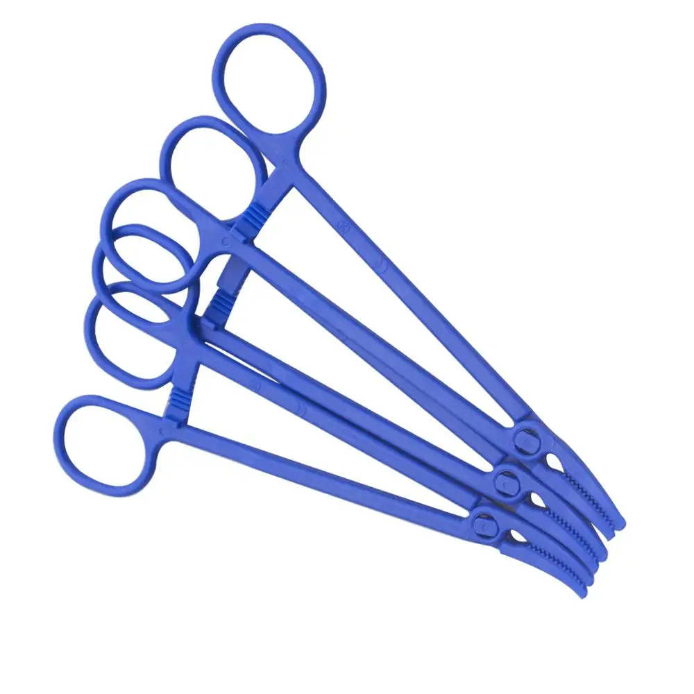 Medical Plastic Hemostat Forceps Long Curved Sharp Mouth Pliers Surgical Cotton ball Sponge Clamp