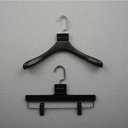 Manufacture Wooden Hangers Clothes Coat Hanger Solid Wood Suit Wide Hanger Slot Wooden Trouser Rack With Clip