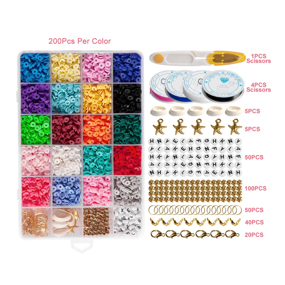 
Amazon 24 slots 6mm Polymer Clay Spacer Beads Box Set for Earring Bracelet Necklace Jewelry DIY Craft Making 