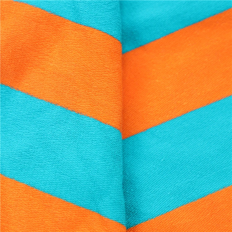 Factory direct sale 32S terry cloth fabric colorful striped french terry fabric for hoodie