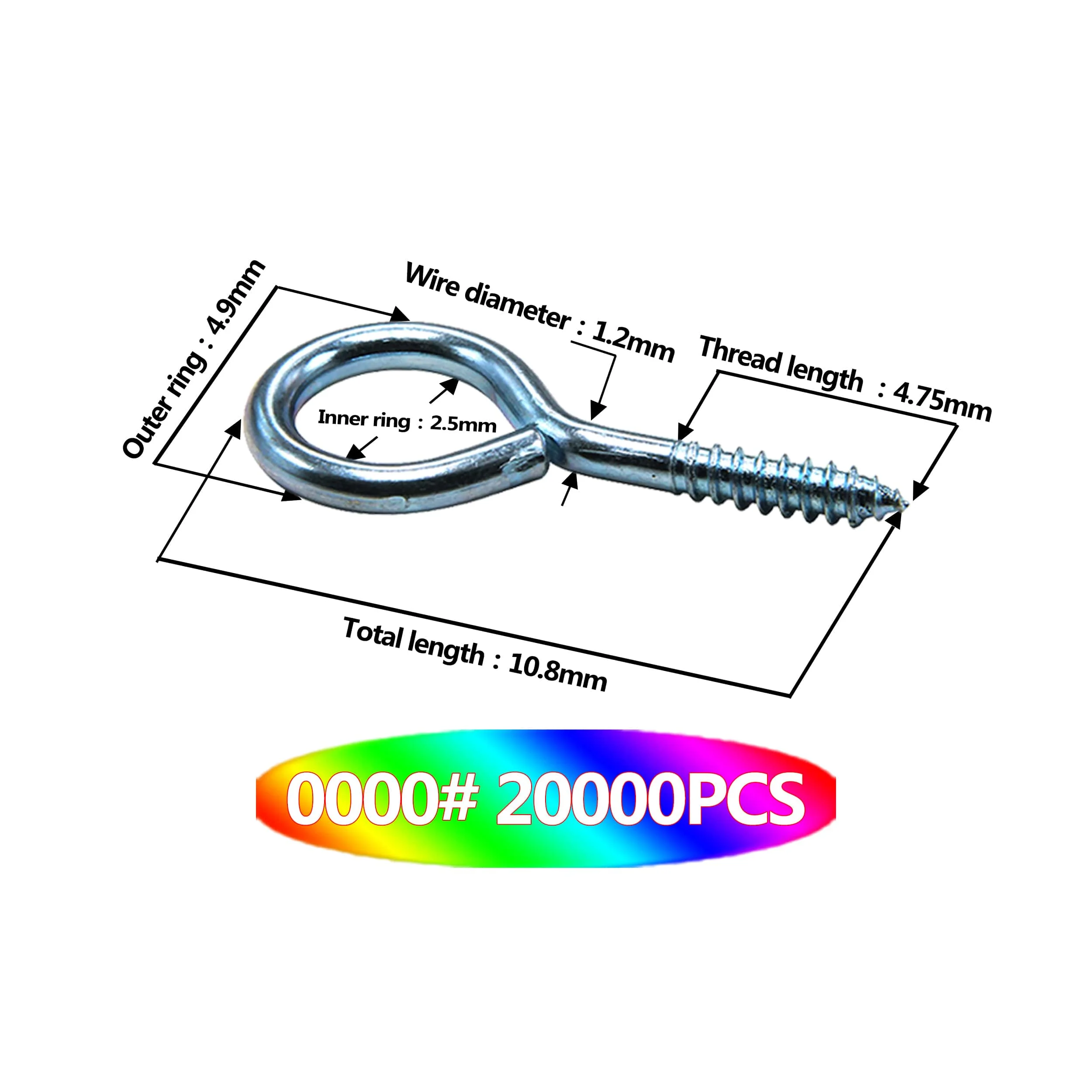 10.5mm/0.43Iinch eyelet screws tiny jewelry eye screws eyehooks small screw eyes for picture frames craft eye hook