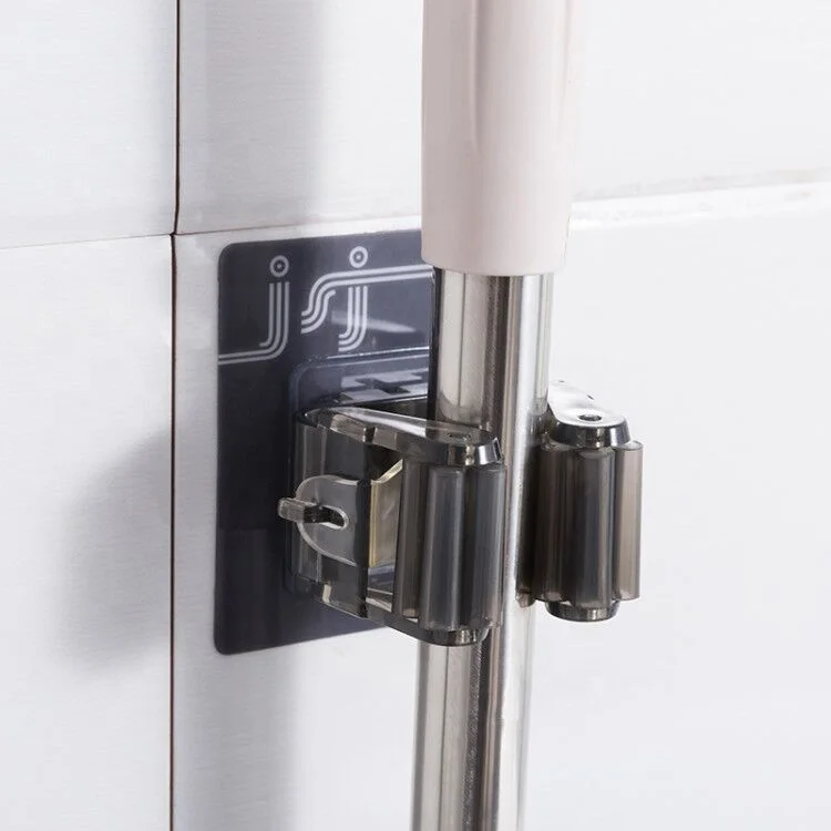 
Customize Bathroom Broom Holder Wall Mounted High Quality ABS Plastic Durable Mop Rack Wall Hanger For Closet Garden Kitchen 