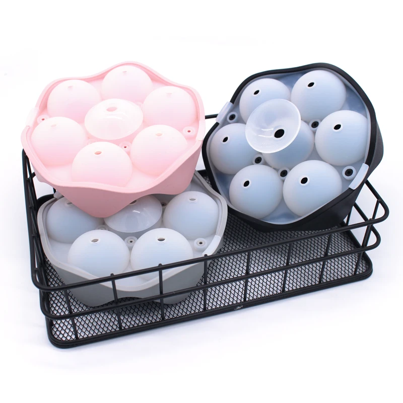 BPA Free Clear Ice Ball Maker 7 Cavity Round Ice cube Mold Food Grade Silicone
