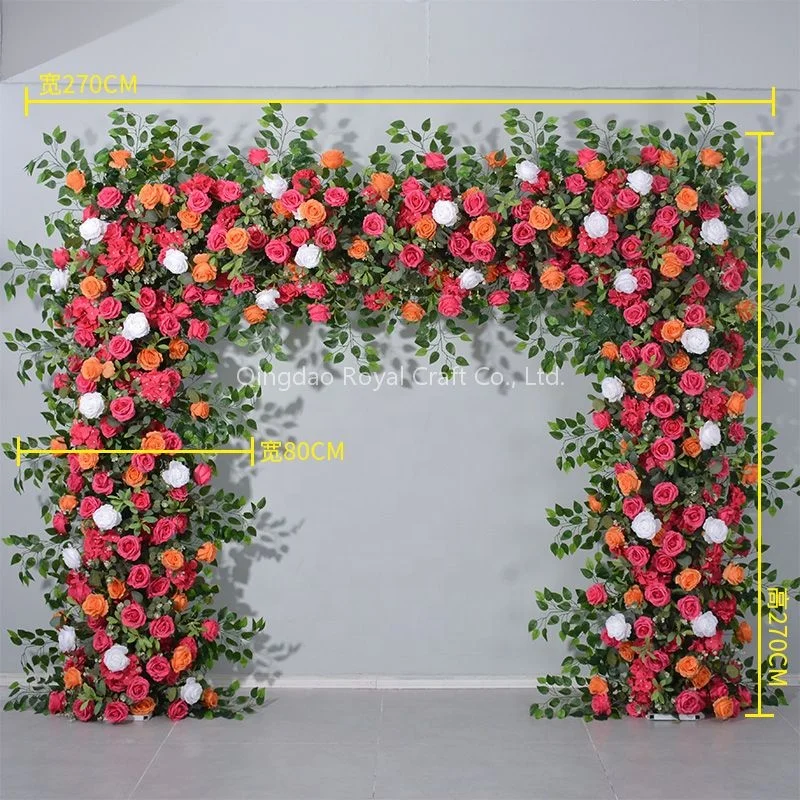Giant Romantic Heart Shaped Arch With Flowers Backdrop Red White Roses Flowers For Wedding Decoration