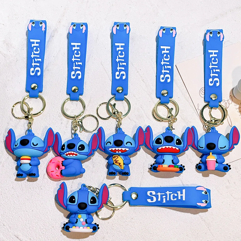 Wholesale Cute Lilo and Stitch Soft Touch PVC Key Ring Chain Cartoon Anime character lilo and stitch rubber Cartoon keychain