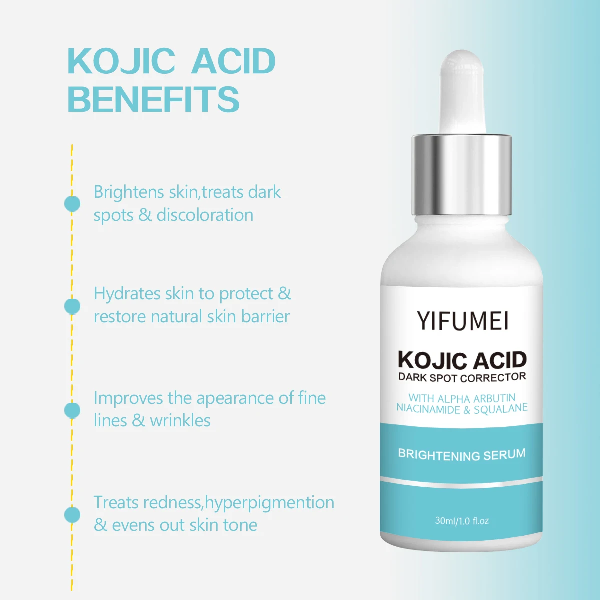 Squalane Discoloration Acne Scars Alpha Arbutin Treats Dark Spot Corrector Glow Lightening Whitening Skin Care Kojic Acid Serum