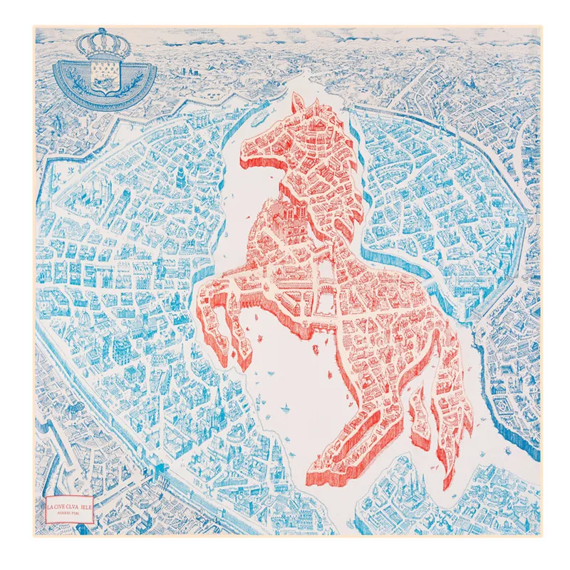 90cm Horse Printing Scarf Women Luxury Brand Bandana Handmade Curled Twill Silk Square Hijab Head Scarf Foulard shawl and scarf