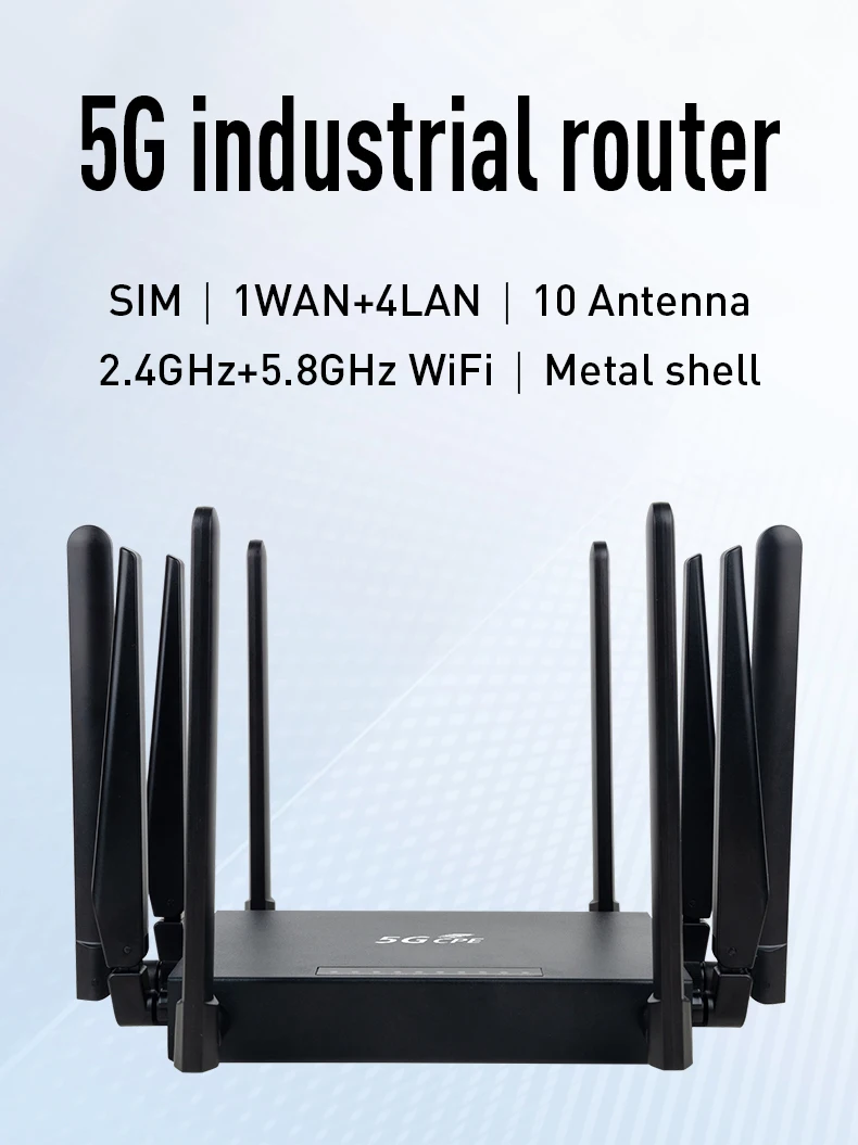 5G промышленный беспроводной маршрутизатор WIFI6 со слотом для sim-карты с 10 * внешними антеннами 5g lte sim-карта