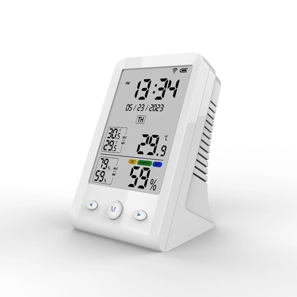 Built in rechargeable lithium battery digital clock Tuya intelligent temperature hygrometer temperature unit switching