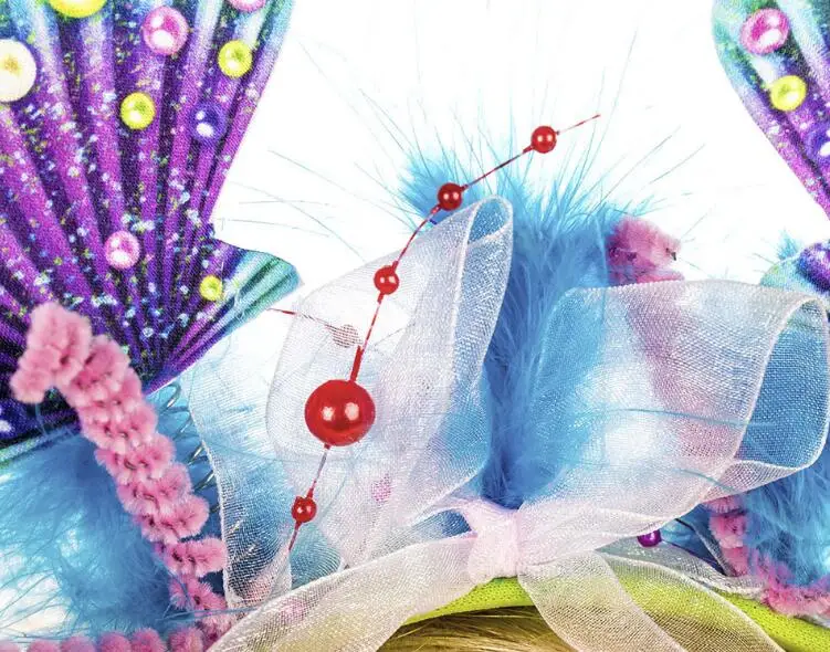 Adjustable Flower Headband Floral Garland Crown Halo Headpiece Boho with Ribbon Wedding Festival Party fish halloween headwear